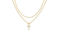 Dainty Cable Necklace with Pave Cross Chain Necklace Stacking Set